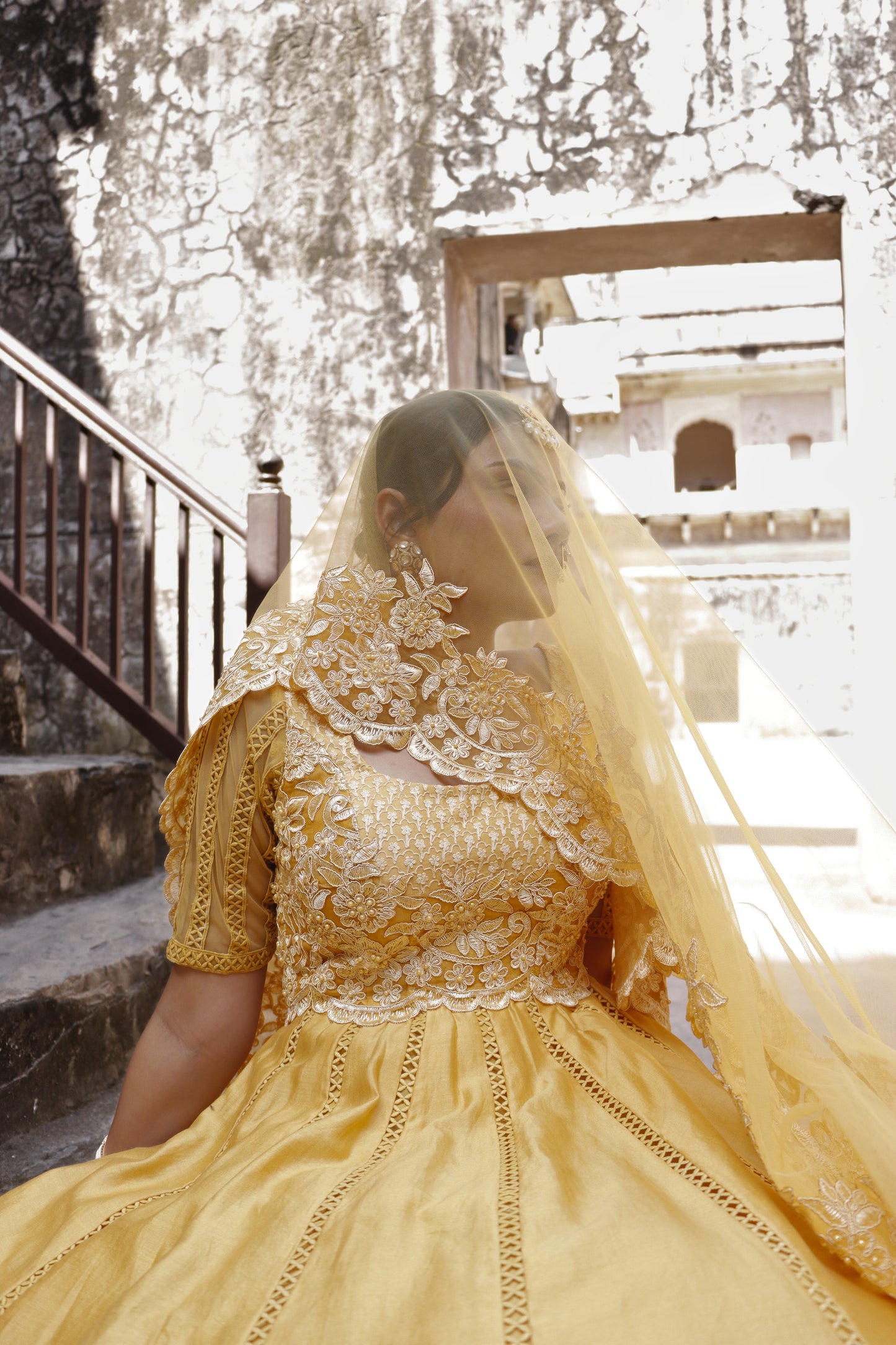 Yellow Chanderi Silk Hand Embroidered Anarkali Set