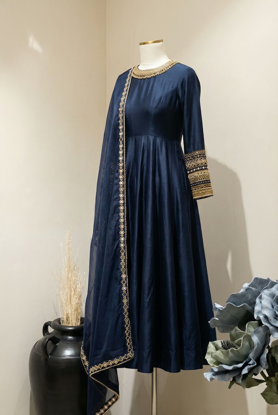 Blue Kundan Anarkali
