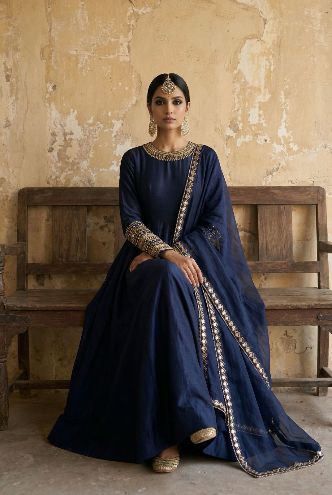 Blue Kundan Anarkali
