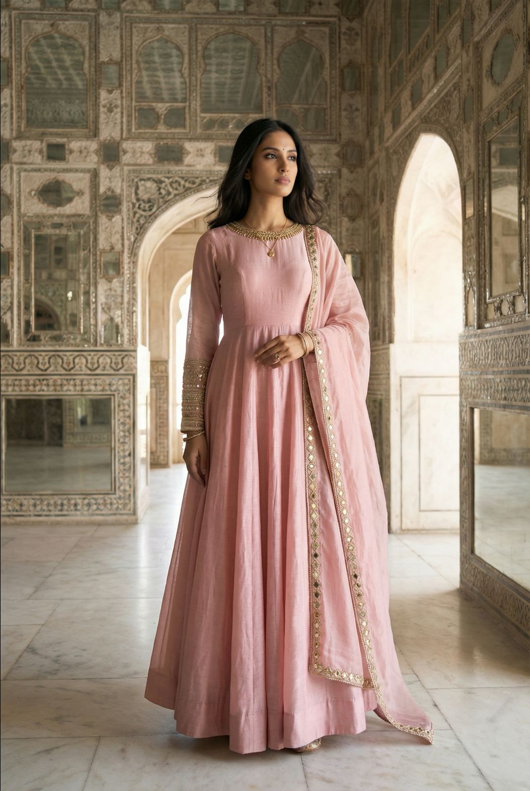 Pink Kundan Anarkali