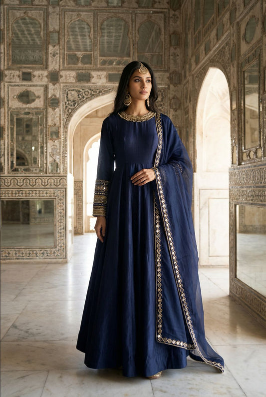 Blue Kundan Anarkali